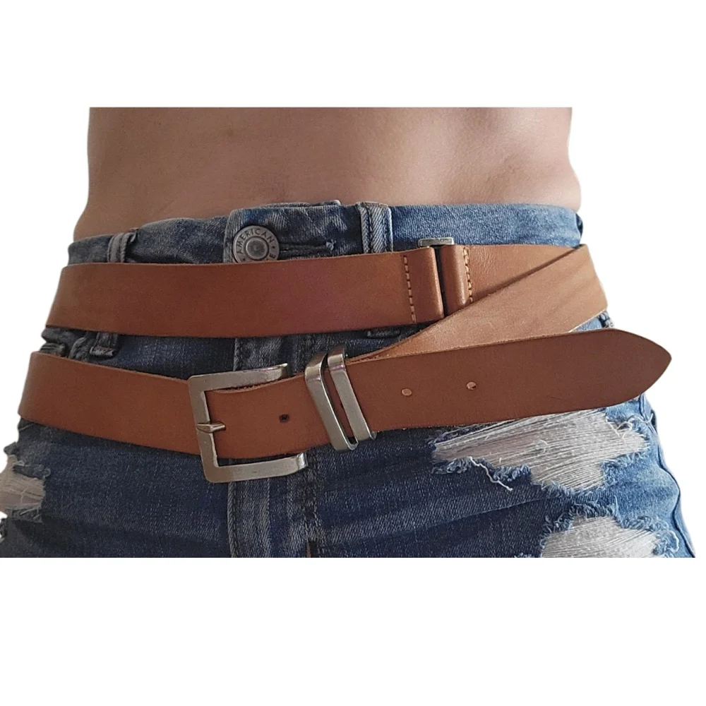 Stylish Tan Leather Run Around Belt Sz.M/L